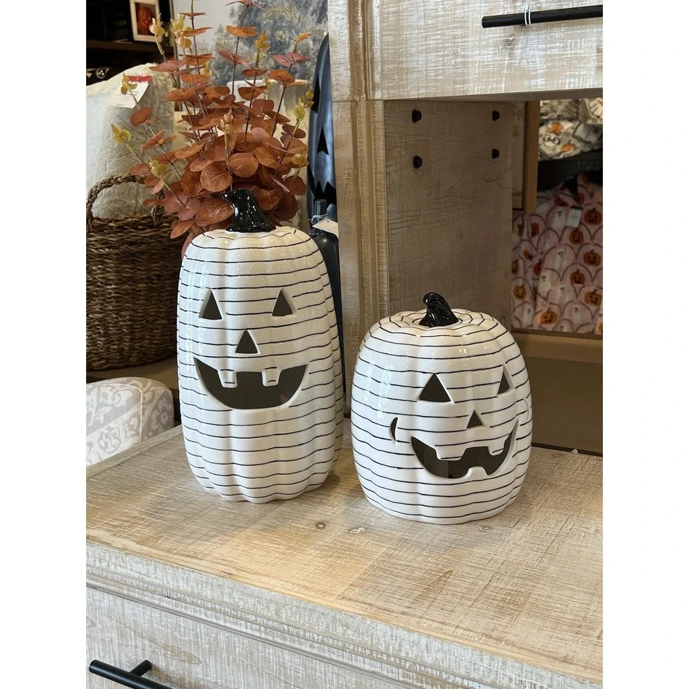 Striped LED Jack-O'-Lanterns